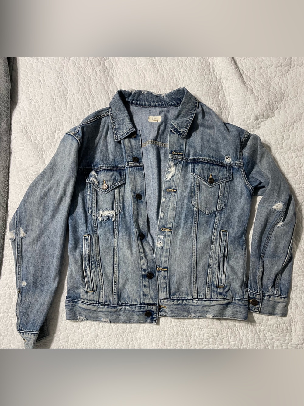 Able Light Wash Distressed Denim Jacket